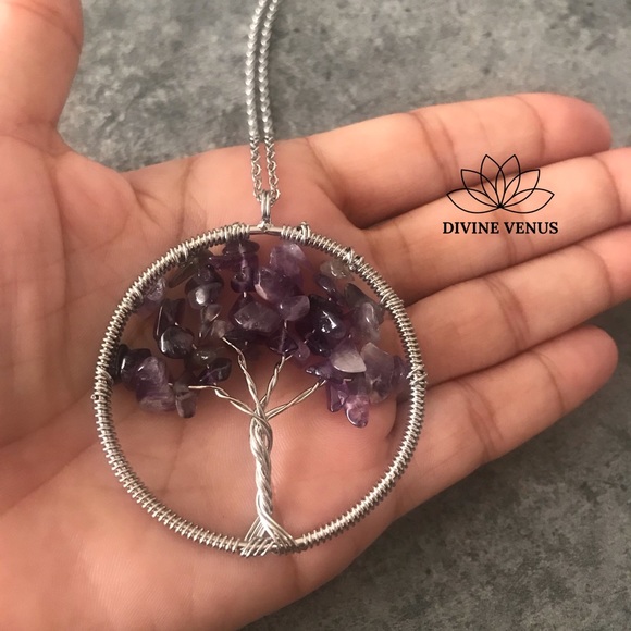 Amethyst Tree of Life Pendant Necklace - Picture 3 of 8